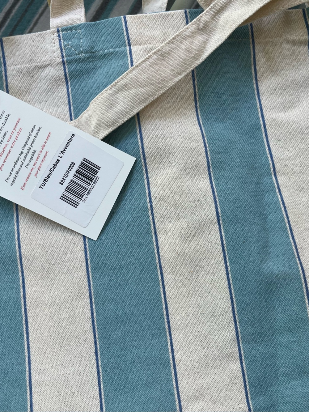 Sézane Blue and Cream Striped Canvas Tote - Picture 6 of 13